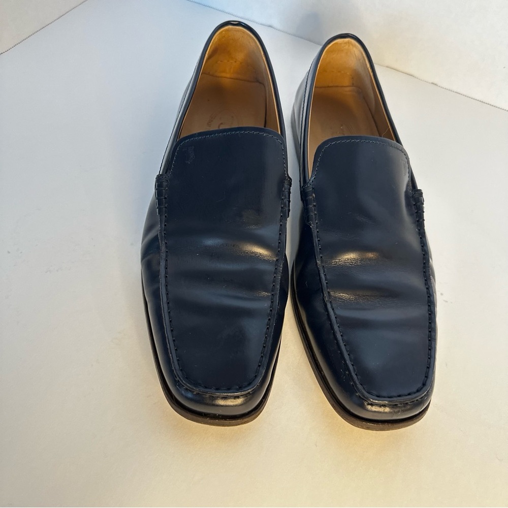 Tod's Navy Leather Slip-On Loafers